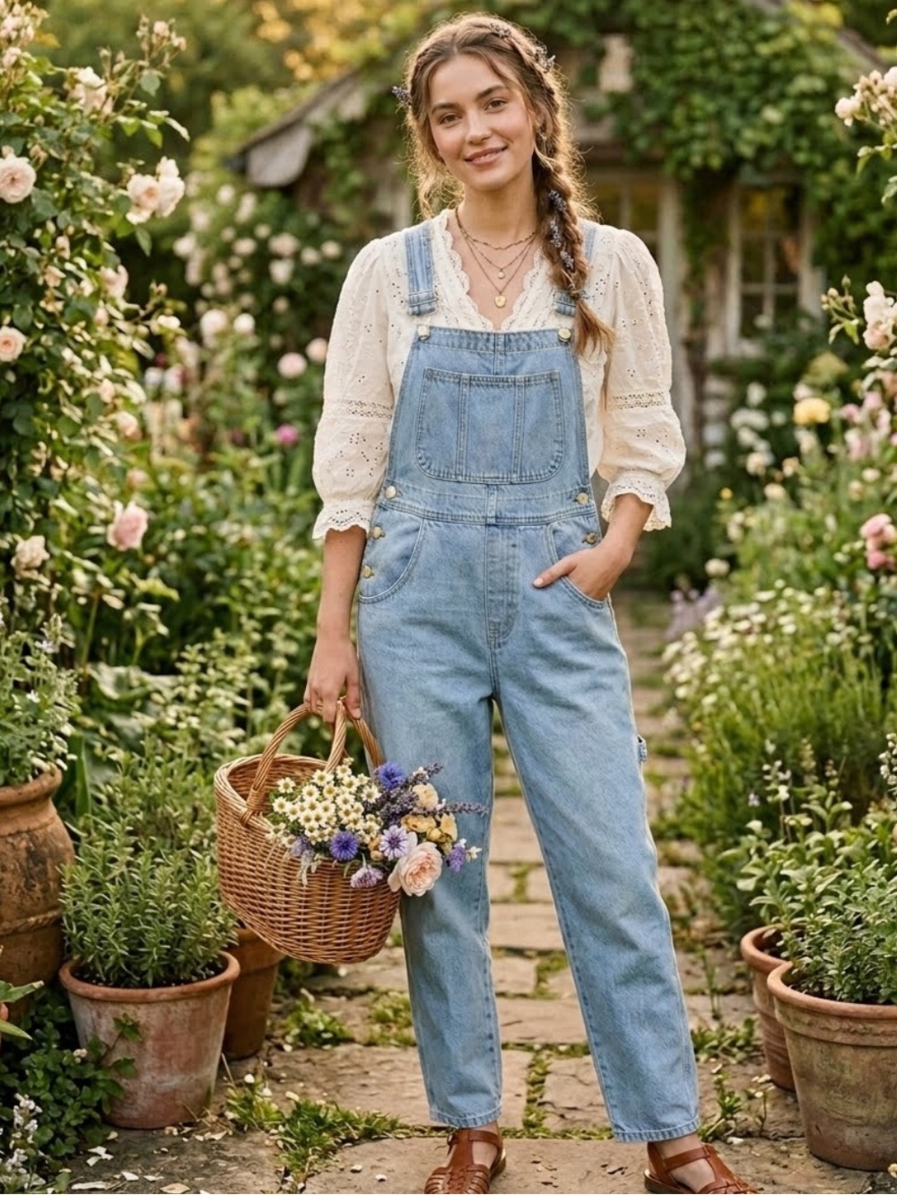 Arizona Jean Light Blue Denim Overalls Small